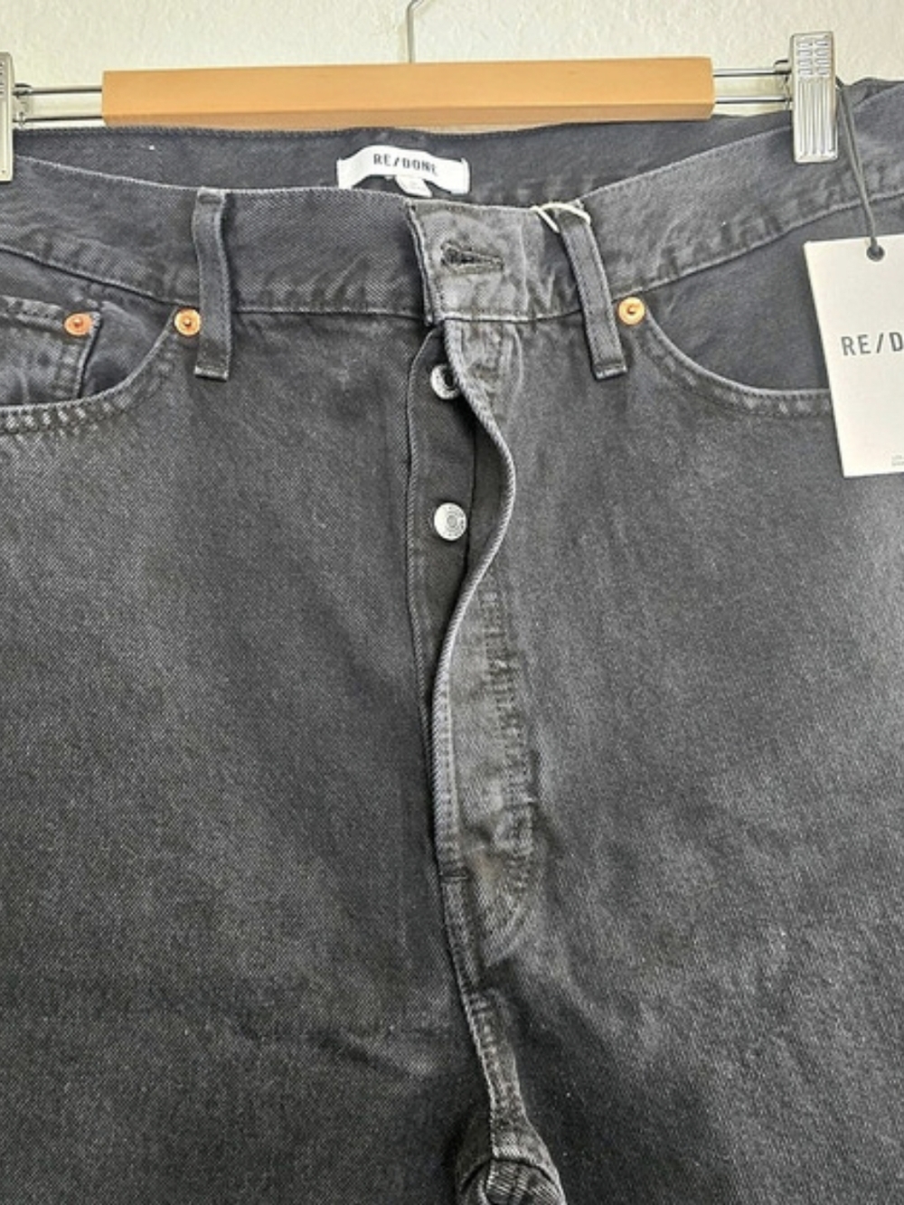 RE/DONE 90s Crop Low Slung Straight Leg Jeans in Black Size 30 NWT - Picture 3 of 6